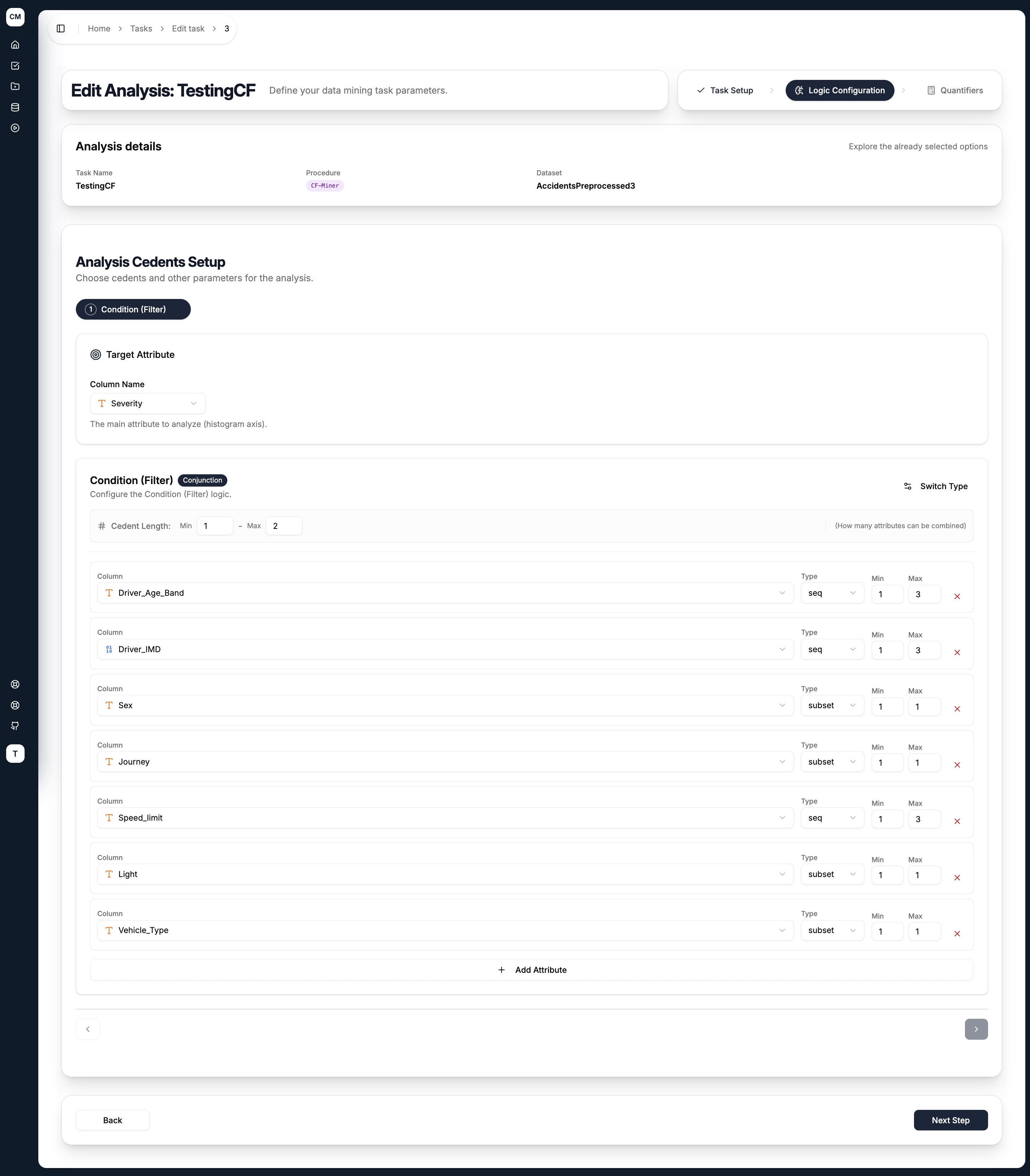 CF-Miner Step 2 - Logic Configuration