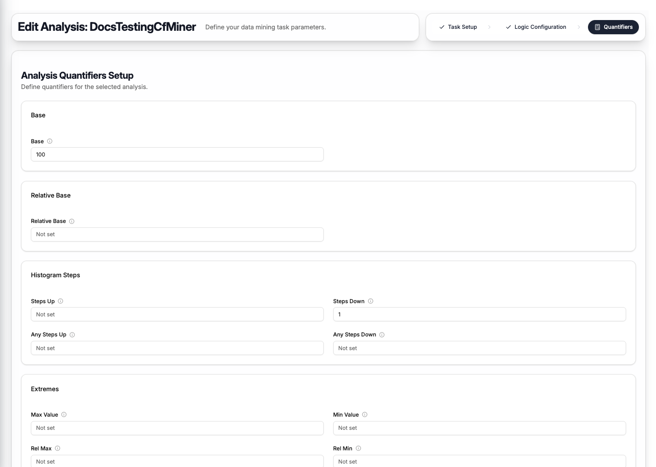 CF-Miner Step 3 - Quantifiers