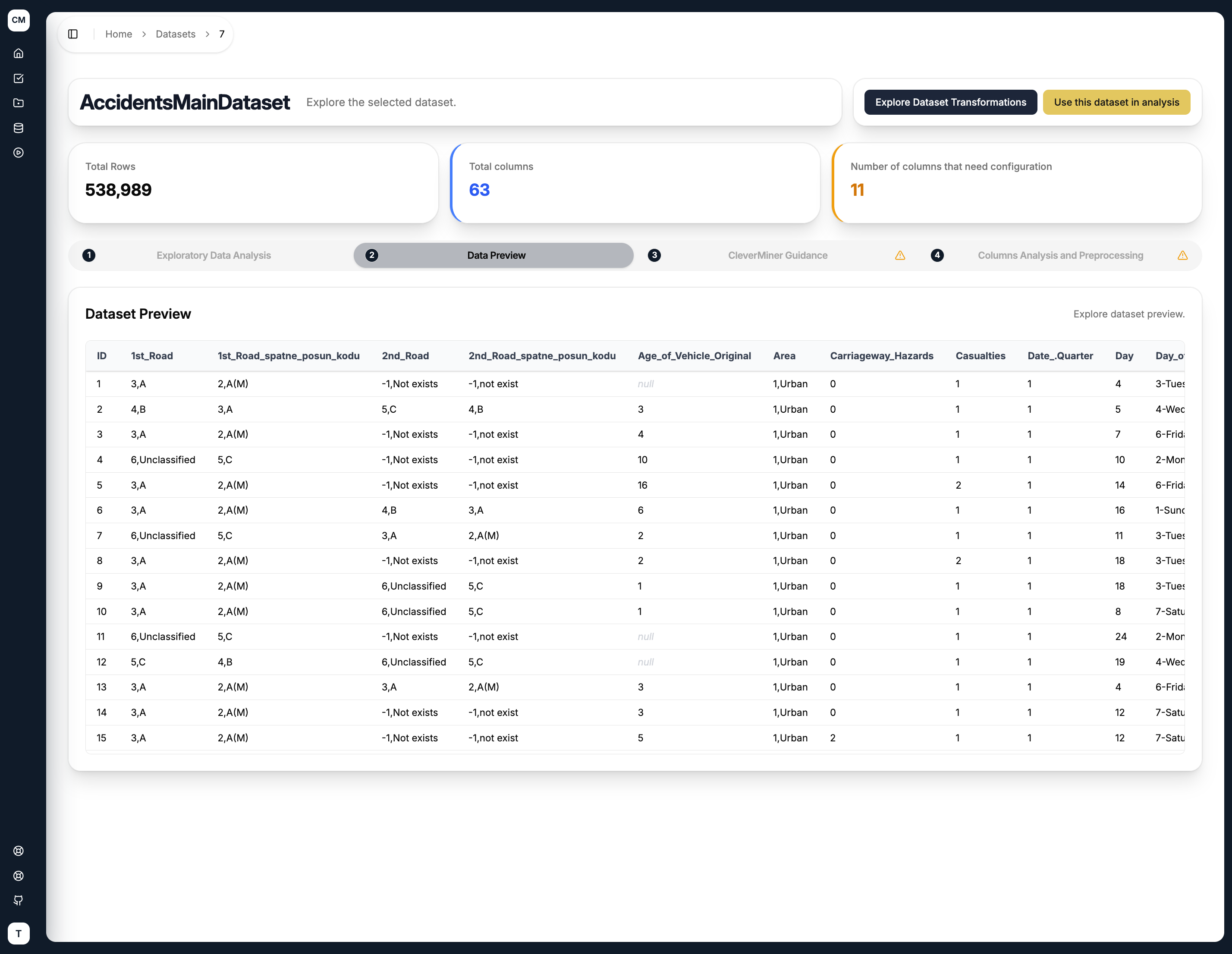 Data Preview tab