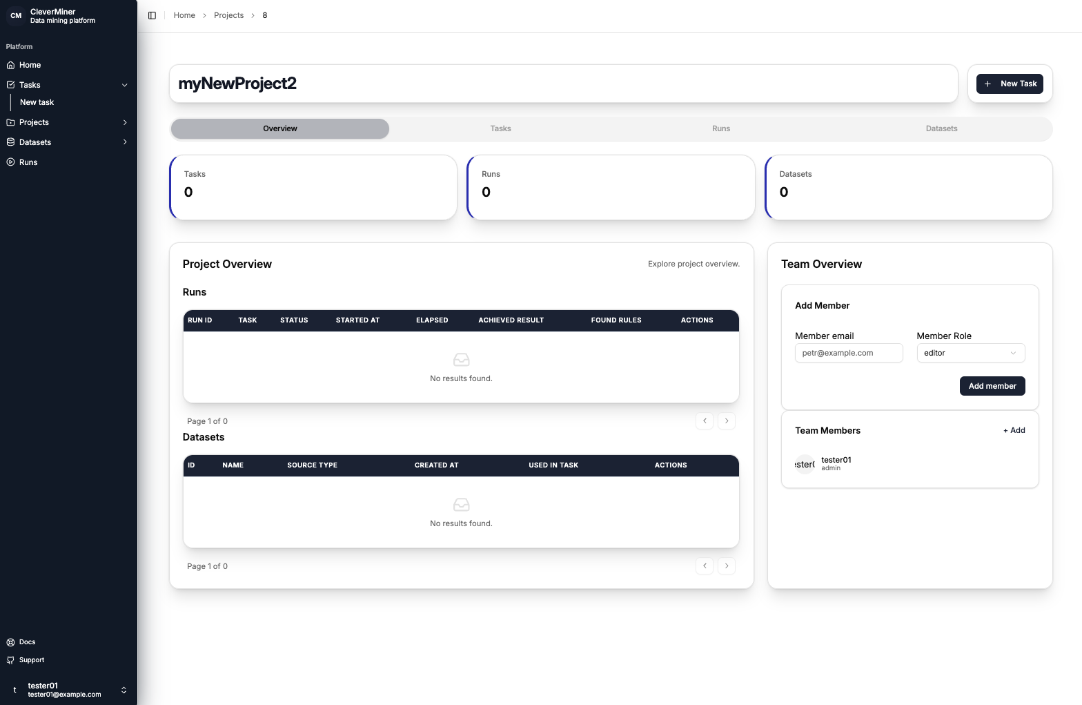 Project overview page