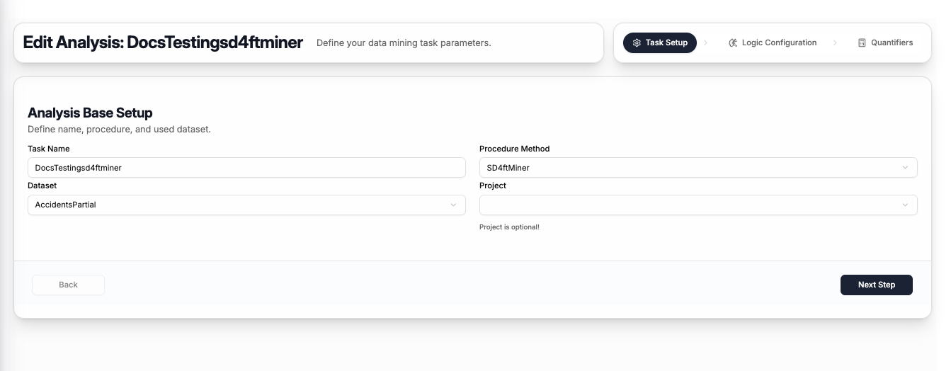 SD4ft-Miner Step 1 - Task Setup