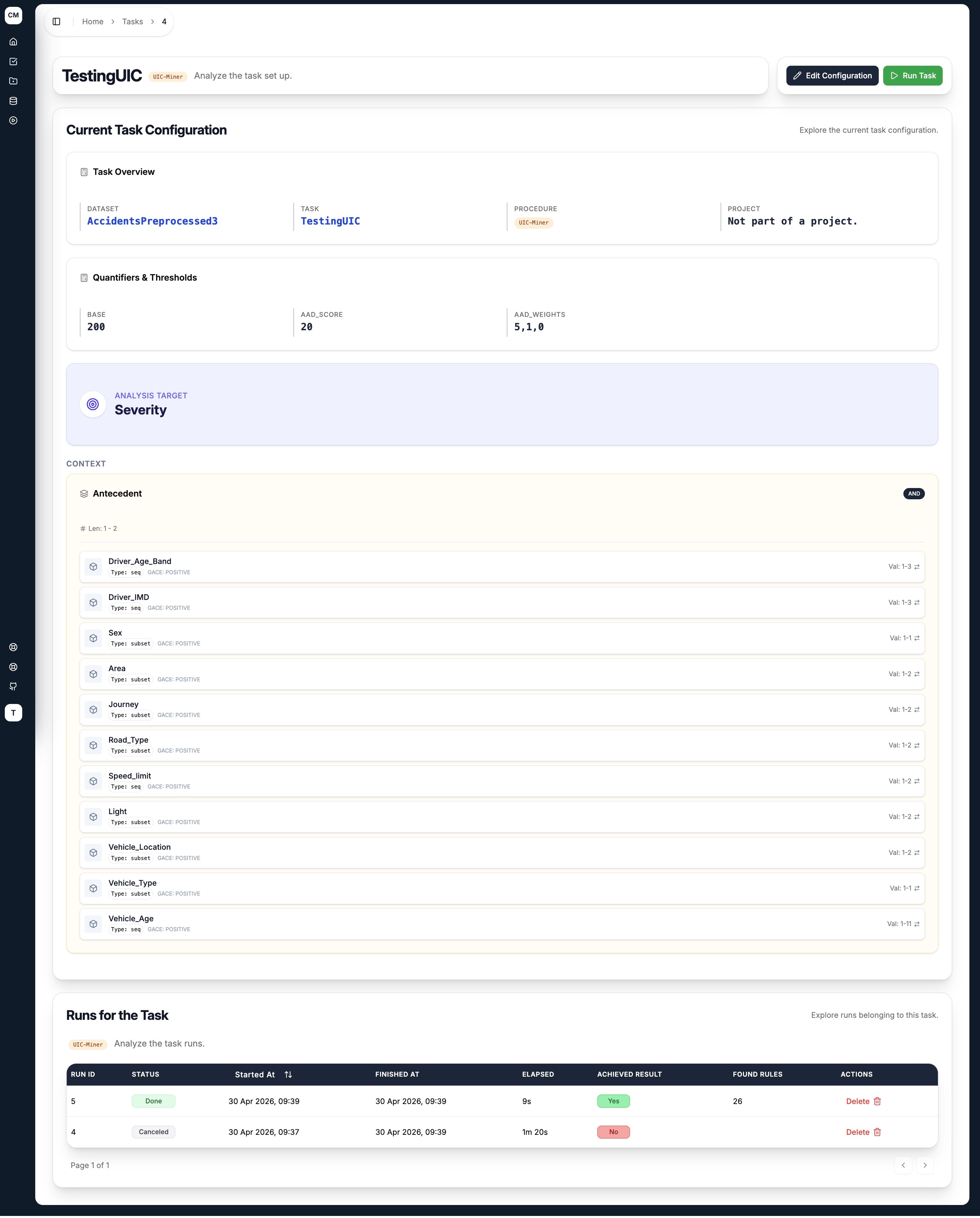 UIC-Miner task detail
