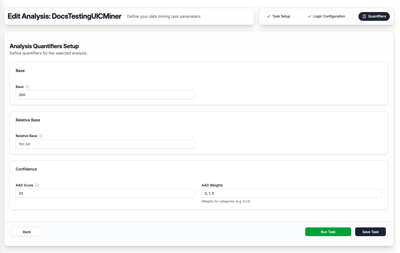 UIC-Miner Step 3 - Quantifiers